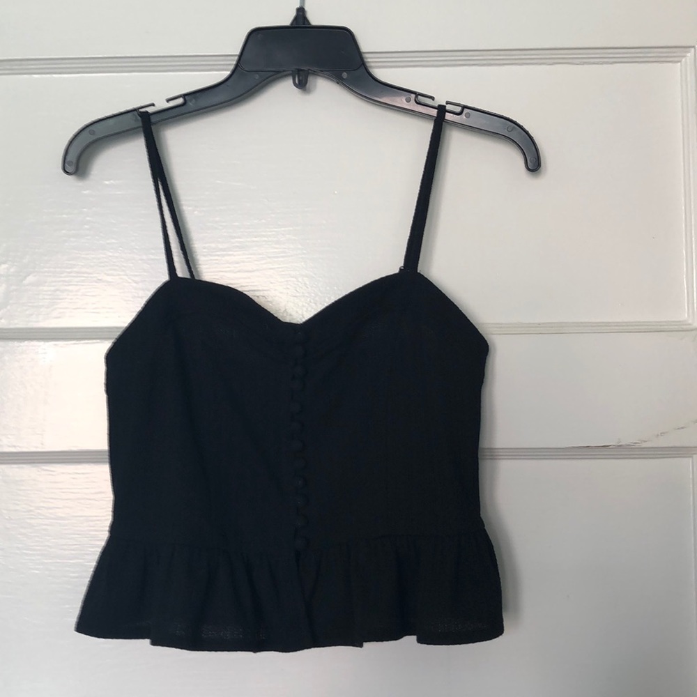 Black peplum cropped tank